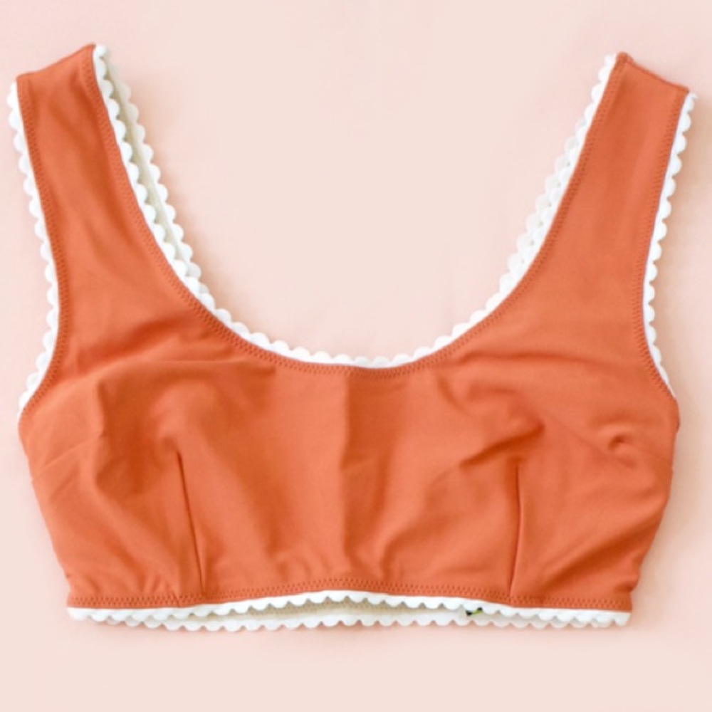 Hammies NWTs sixties style rust orange bikini top large retro Rick rack trim 60s - Picture 3 of 9